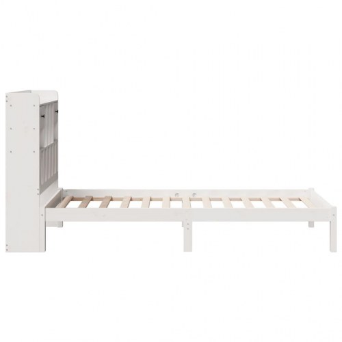 Sengeramme med bogreol 90 x 190 cm i massivt fyrretræ - hvid