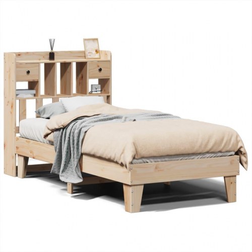 Sengeramme 90 x 190 cm i massivt fyrretræ med opbevaring