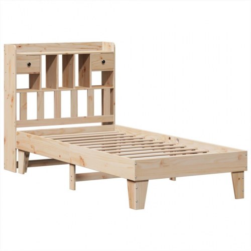 Sengeramme 90 x 190 cm i massivt fyrretræ med opbevaring