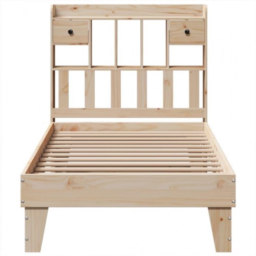 Sengeramme 90 x 190 cm i massivt fyrretræ med opbevaring
