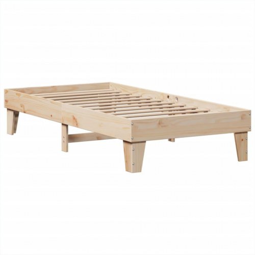 Sengeramme 90 x 190 cm i massivt fyrretræ med opbevaring