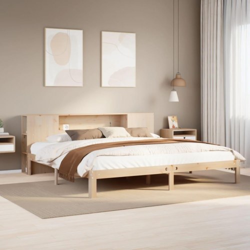 Seng med reol uden madras 180x200 cm massivt fyrretræ