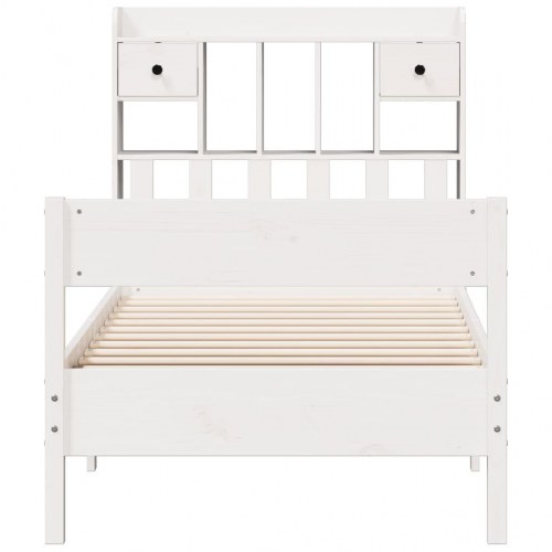 Sengeramme med reolgavl uden madras 90 x 190 cm - hvid