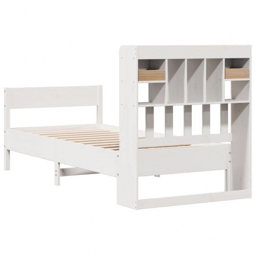 Sengeramme med reolgavl uden madras 90 x 190 cm - hvid
