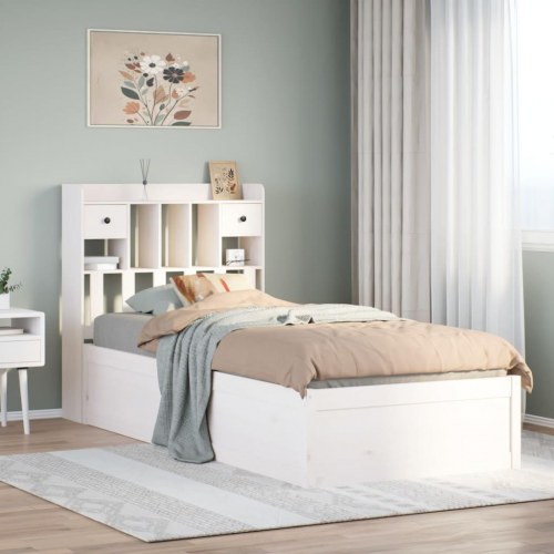 Sengeramme uden madras 75x190 cm i massivt fyrretræ - hvid