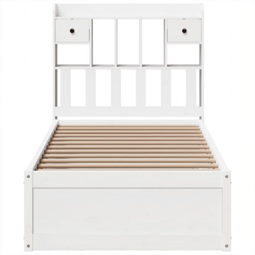 Sengeramme uden madras 75x190 cm i massivt fyrretræ - hvid