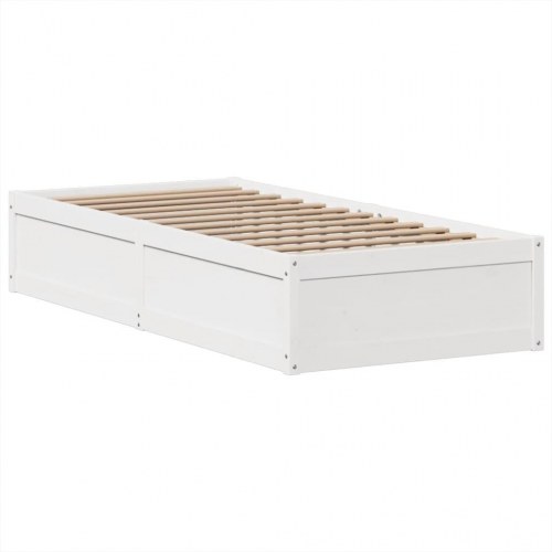 Sengeramme uden madras 75x190 cm i massivt fyrretræ - hvid