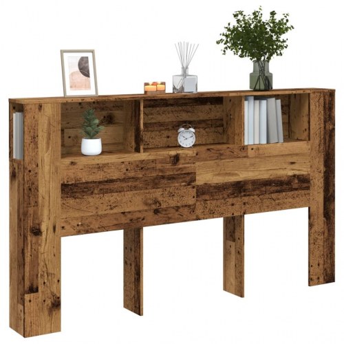 Sengegavl med opbevaring - 180 × 18,5 × 102,5 cm, konstrueret træ, antikt træ