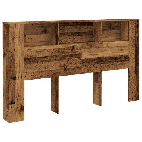 Sengegavl med opbevaring - 180 × 18,5 × 102,5 cm, konstrueret træ, antikt træ