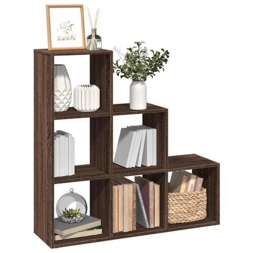 Bogreol/rumdeler 99x29x99 cm 3 niveauer konstrueret træ brun eg