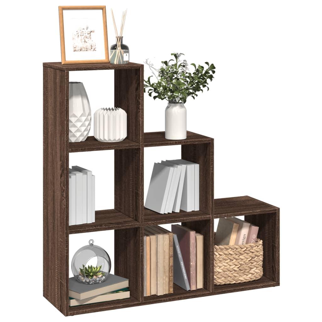 Bogreol/rumdeler 99x29x99 cm 3 niveauer konstrueret træ brun eg