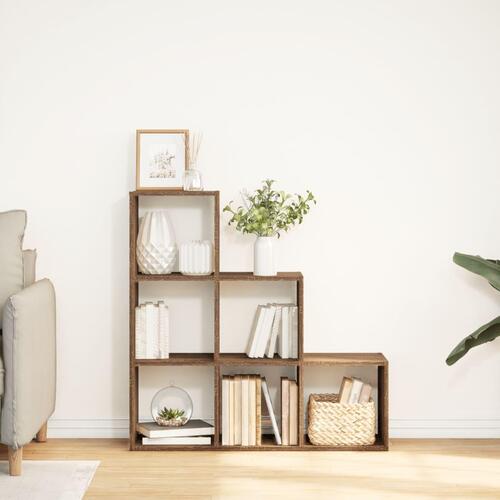 Bogreol/rumdeler 99x29x99 cm 3 niveauer konstrueret træ brun eg