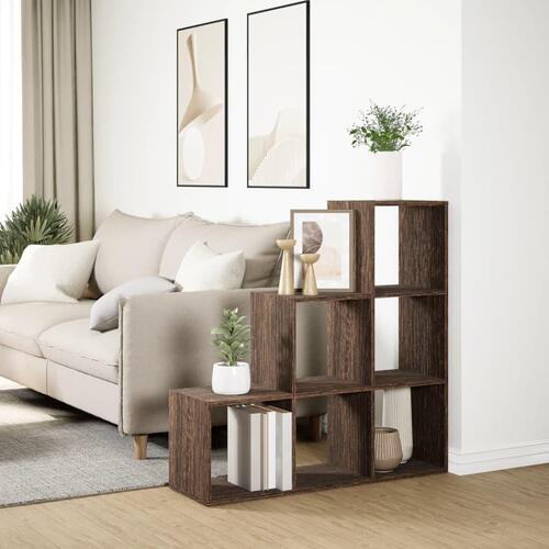 Bogreol/rumdeler 99x29x99 cm 3 niveauer konstrueret træ brun eg