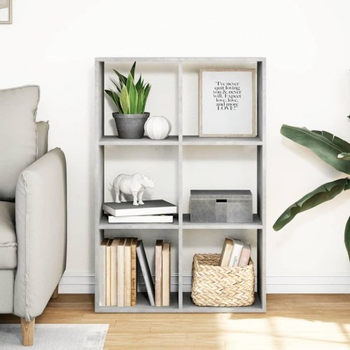 Bogreol/rumdeler i konstrueret træ 69,5×29×103,5 cm - betongrå