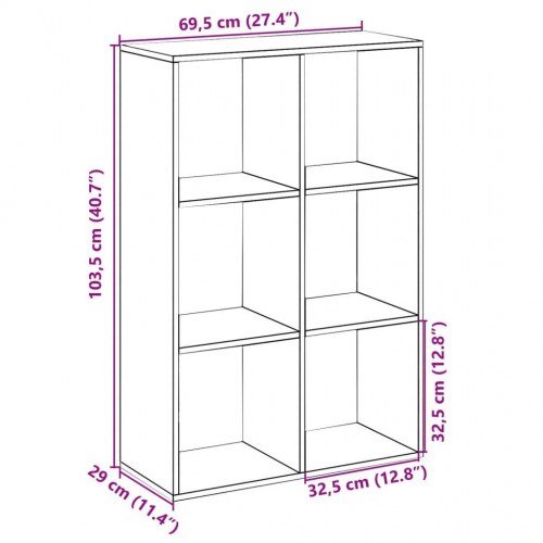 Bogreol som rumdeler 69,5 x 29 x 103,5 cm - kunsteg