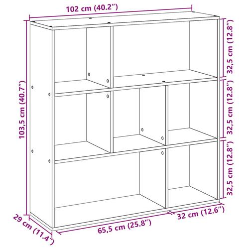 Bogreol/rumdeler 102x29x103,5 cm konstrueret træ hvid