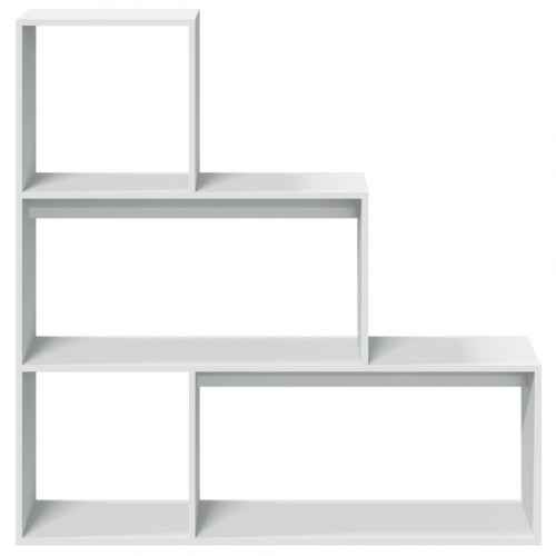 Bogreol og rumdeler i 3 niveauer 123 x 29 x 123 cm - hvid