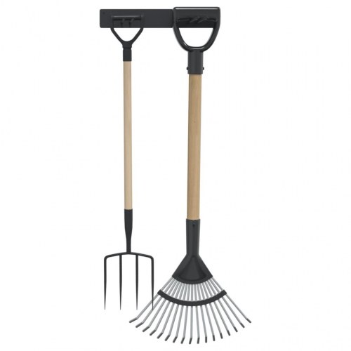 Opbevaringsstativ til haveredskaber væghængt stål sort