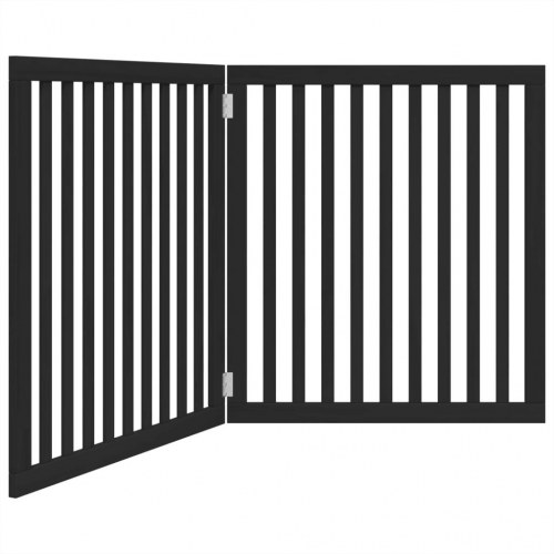 Foldbar hundelåge med 2 paneler - poppeltræ, sort, 160 cm