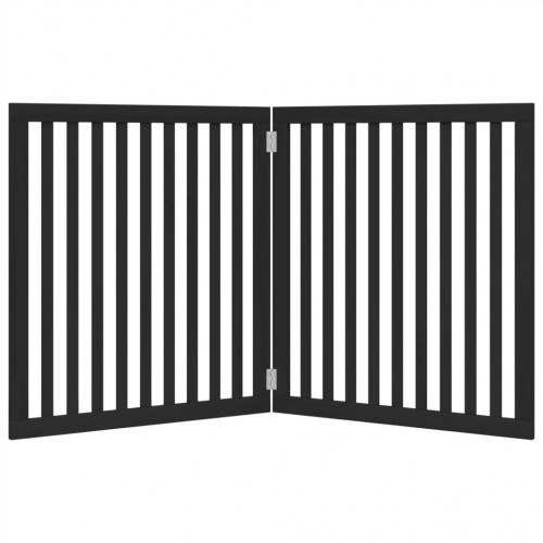 Foldbar hundelåge med 2 paneler - poppeltræ, sort, 160 cm