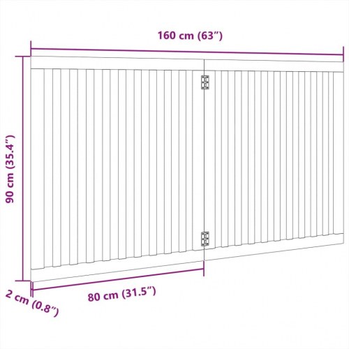 Foldbar hundelåge med 2 paneler - poppeltræ, sort, 160 cm