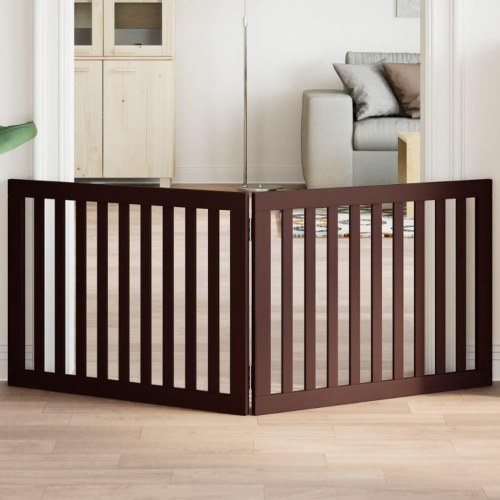 Foldbar hundelåge med 2 paneler - poppeltræ, brun, 160 cm