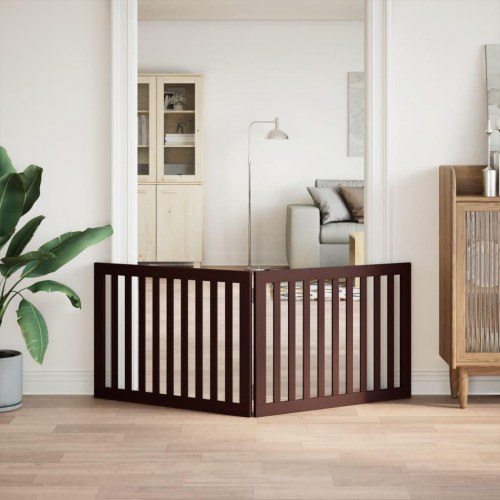 Foldbar hundelåge med 2 paneler - poppeltræ, brun, 160 cm