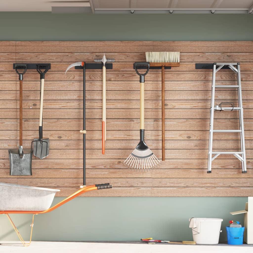 Opbevaringsstativer 4 stk. til haveredskaber væghængt stål sort billede