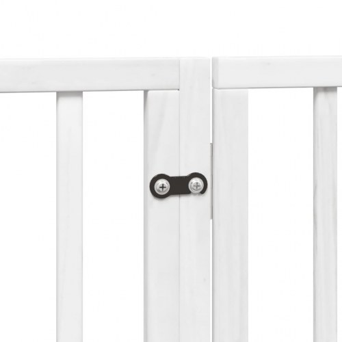 Hundelåge med dør - 6 paneler, 300 cm, foldbar poppeltræ, hvid