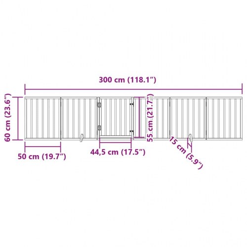 Hundelåge med dør - 6 paneler, 300 cm, foldbar poppeltræ, hvid