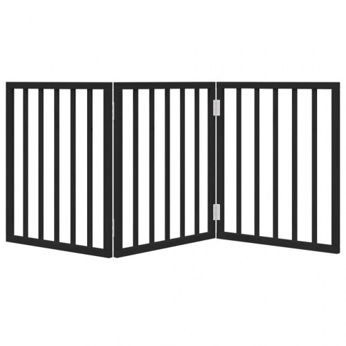 Hundelåge med 3 paneler - 150 cm foldbar i poppeltræ, sort