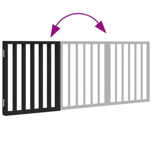 Hundelåge med 3 paneler - 150 cm foldbar i poppeltræ, sort