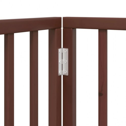Hundelåge med dør - 6 paneler, 300 cm, foldbar poppeltræ, brun