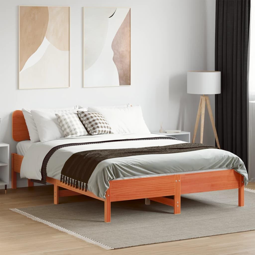 Sengeramme Uden Madras Massivt Fyrretræ - Gyldenbrun / 150 x 200 cm