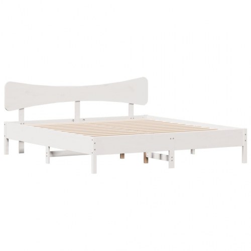 Sengeramme 160 x 200 cm i massivt fyrretræ - hvid