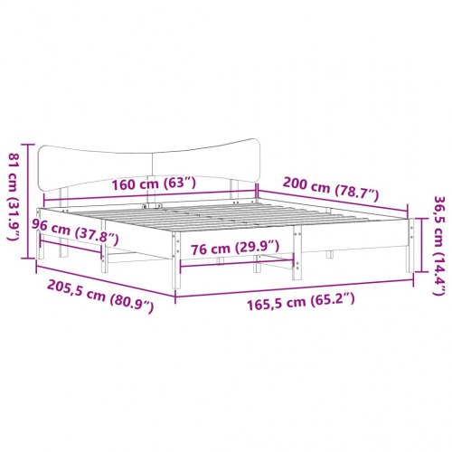 Sengeramme 160 x 200 cm i massivt fyrretræ - hvid