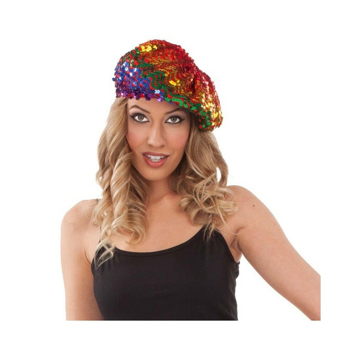 Rainbow baret - 57-59 cm, multifarvet paliet-hat