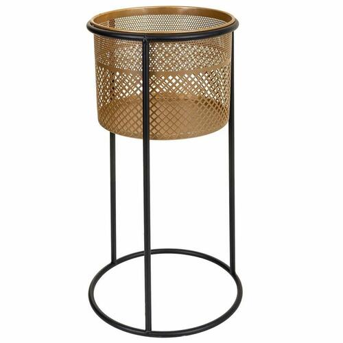 Urtepotte Alexandra House Living Sort Gylden Metal 24 x 50 x 24 cm Med støtte