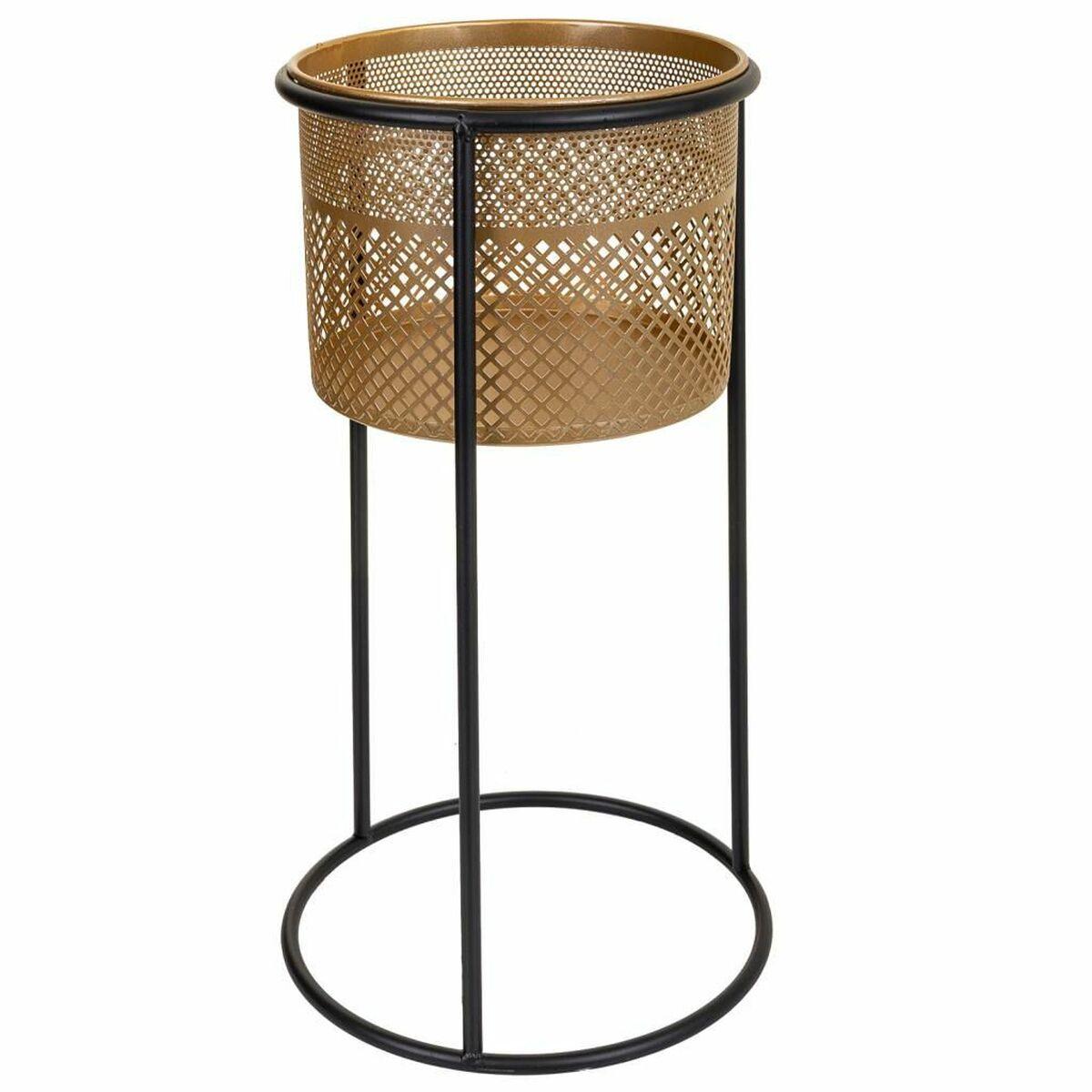 Urtepotte Alexandra House Living Sort Gylden Metal 24 x 50 x 24 cm Med støtte