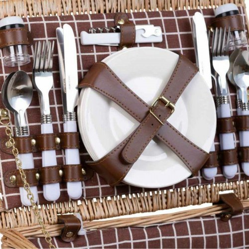 Alexandra House Living picnickurv - Grå/Natur flet, 4 personer