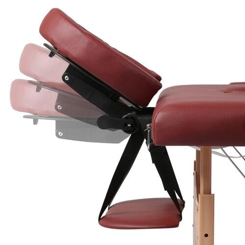 Rød sammefoldeligt massagebord, 2 zoner med træramme