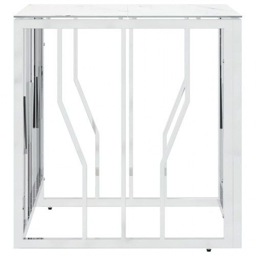 Sofabord 50x50x50 cm rustfrit stål og glas sølvfarvet