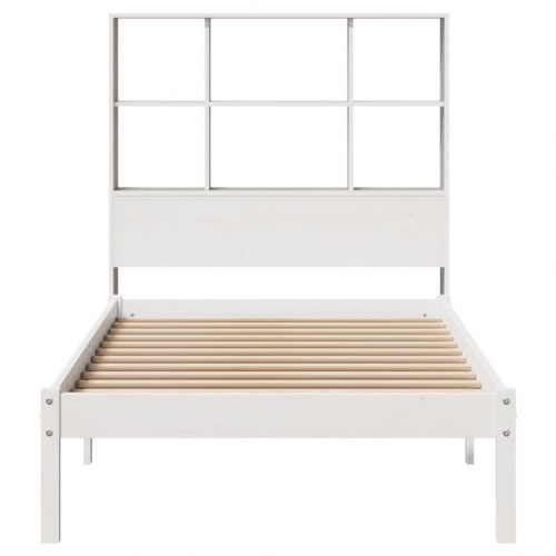 Seng med reol uden madras 90x190 cm massivt fyrretræ hvid