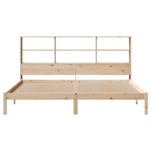Seng med reol uden madras 200x200 cm massivt fyrretræ