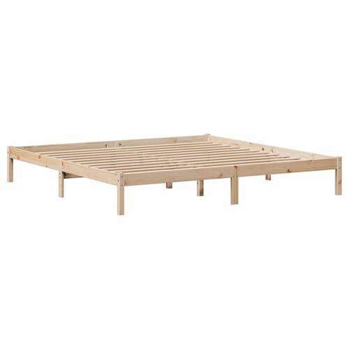 Seng med reol uden madras 200x200 cm massivt fyrretræ