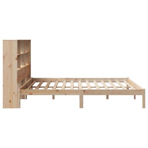 Seng med reol uden madras 200x200 cm massivt fyrretræ