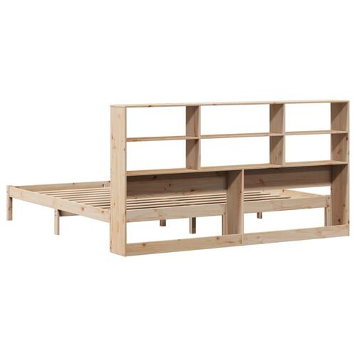 Seng med reol uden madras 200x200 cm massivt fyrretræ
