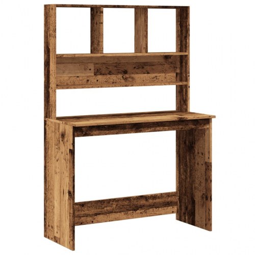 Skrivebord med hylder 102×45×148 cm - konstrueret træ, antikt træ