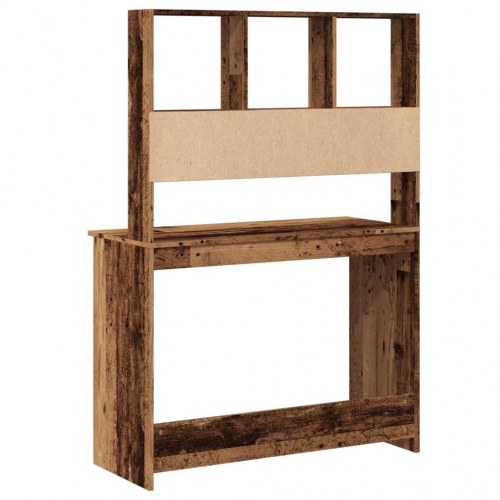 Skrivebord med hylder 102×45×148 cm - konstrueret træ, antikt træ