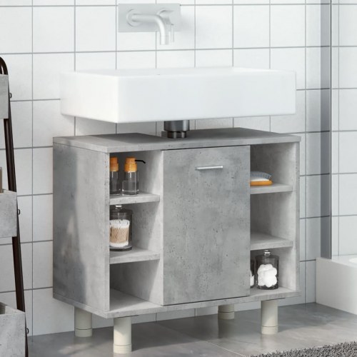 Badeværelsesskab 60×32×53,5 cm i konstrueret træ - betongrå